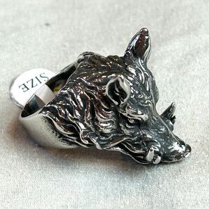 Men's Wild Boar Head Ring Bold Statement Jewelry Size 10